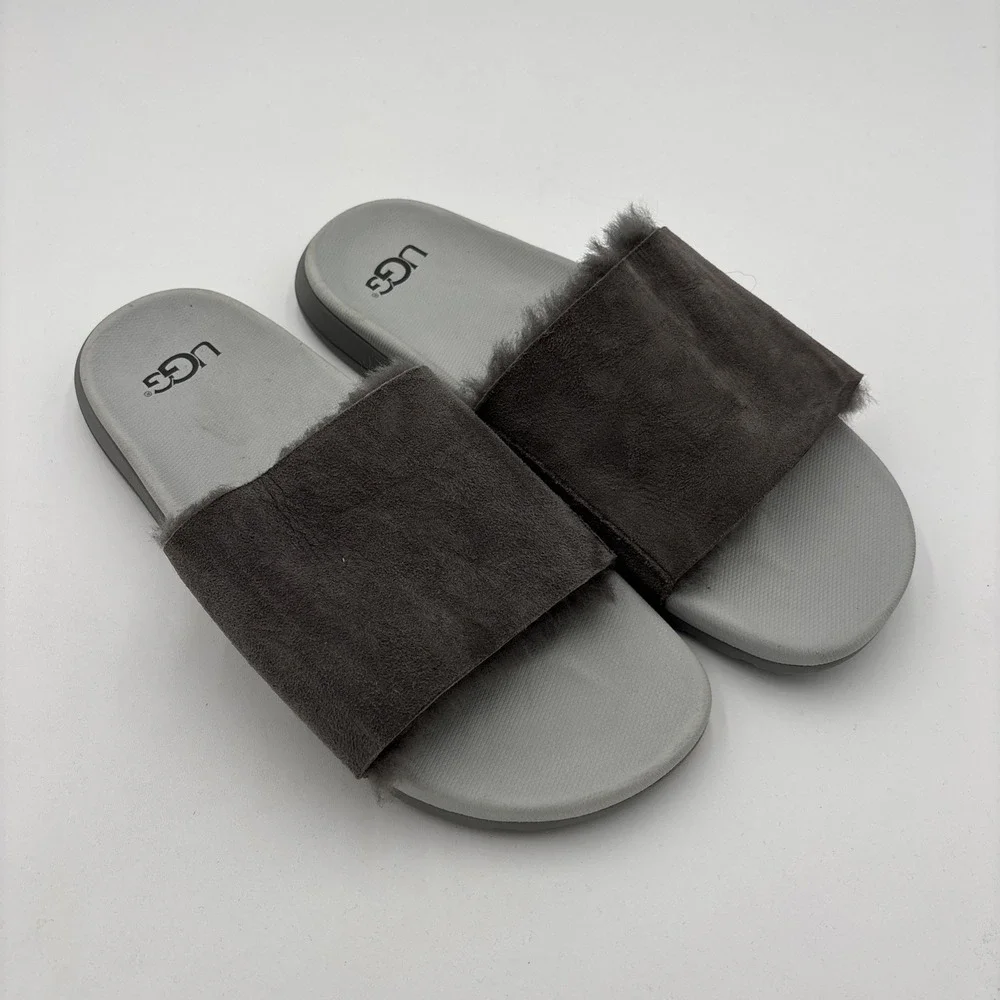 UGG Xavier TF Twinface Sheepskin Slide Slipper Mens 9 Womens 10.5 Charcoal Gray